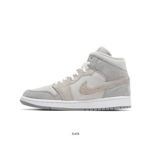Size 8.5  - Nike Women's Air Jordan 1 Mid SE Particle Grey Suede (DO7139-002)